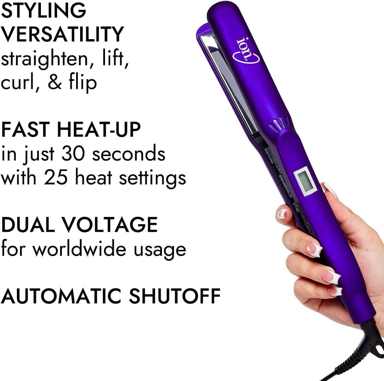 ion Titanium Gator Digital Flat Iron, 1 inch, Straighten, Curl, or Flip Hair, Heats up to 450°F, Digital Display, Dual Voltage : Flattening Irons : Beauty & Personal Care