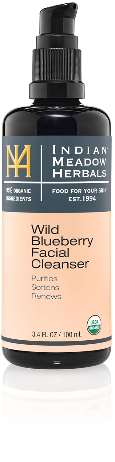 Indian Meadow Herbals Wild Blueberry Facial Cleanser (3.4oz) - Purifying Cleanser Softens, & Renews Skin – Acts as Make-Up Remover : Beauty & Personal Care