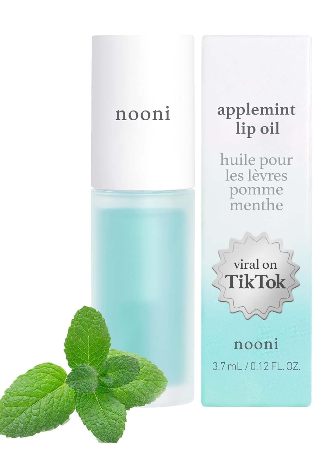 Nooni Korean Vegan Lip Oil - Applemint | Lip Stain, Gift, Long-Lasting, Moisturizing, Plumping, Revitalizing For Dry Lips, Waterproof, No Peel Off, Korean Lip Tint, Valentine'S Day Gift, 0.12 Fl Oz