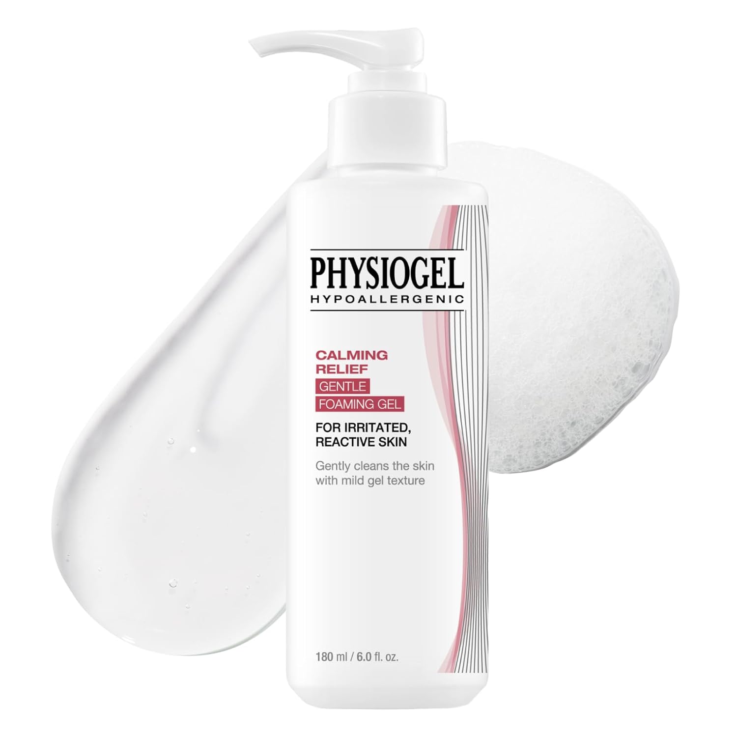 Physiogel Calming Relief Gentle Foaming Face Wash For Sensitive Skin, Hydrating Facial Cleanser With Cermaide Np, Sulfate Free, Hypoallergenic, Korean Skin Care, 6.0 Fl.Oz