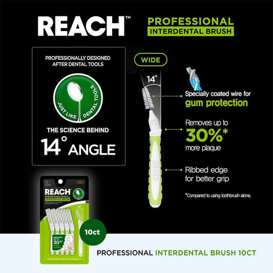 Reach Interdental Brush Wide 1.3mm | Removes up to 30% More Plaque | Special Designed for Gum Protection, PFAS Free | 10 Brushes