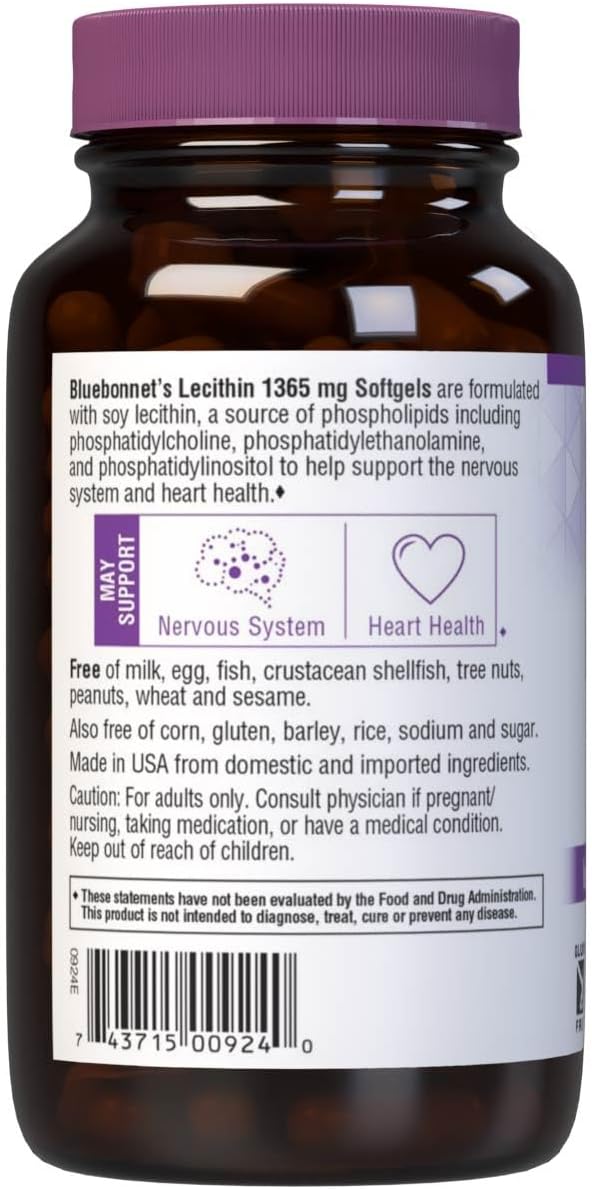 Bluebonnet Lecithin 1365Mg, 90 Count : Health & Household