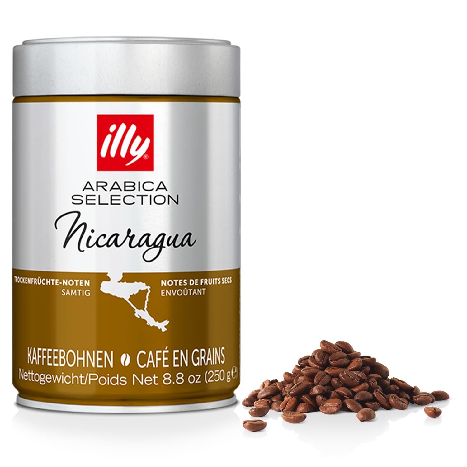 illy Arabica Selections Nicaragua Whole Bean Coffee, 100% Arabica Bean Single Origin Coffee, No Preservatives, 8.8oz (Pack of 1)