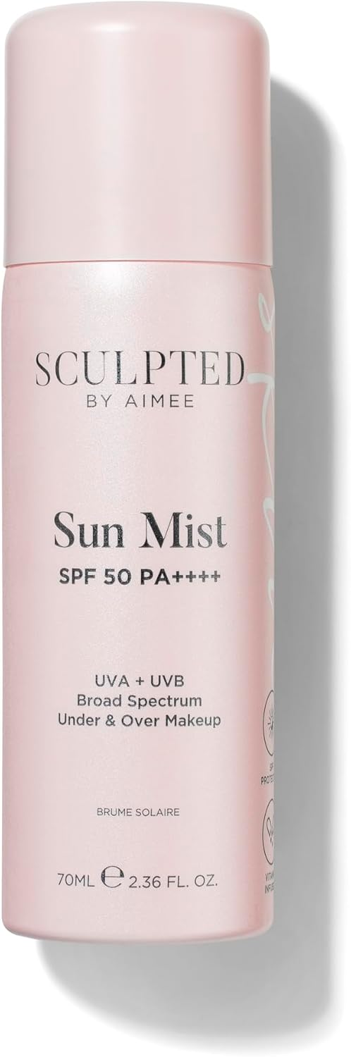 Sun Mist Spray With Spf 50 From Sculpted By Aimee - 70Ml Invisible Facial Spf 50 Spray Mist For Under And Over Makeup Hydration, Sun Protection, And Refreshing The Skin With Apricot Oil And Vitamin E