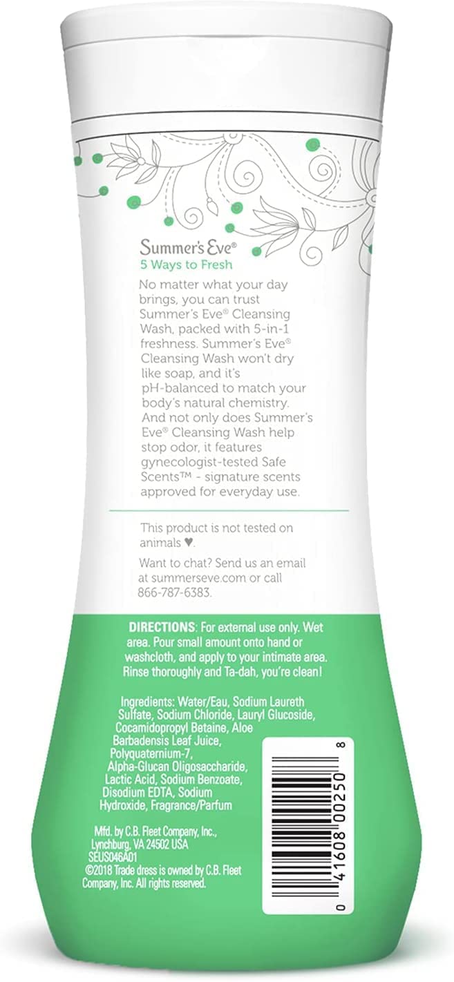 Summer's Eve Aloe Love Gentle Daily Feminine Wash, Removes Odor, pH balanced, 15 fl oz. (Pack of 2) : Health & Household