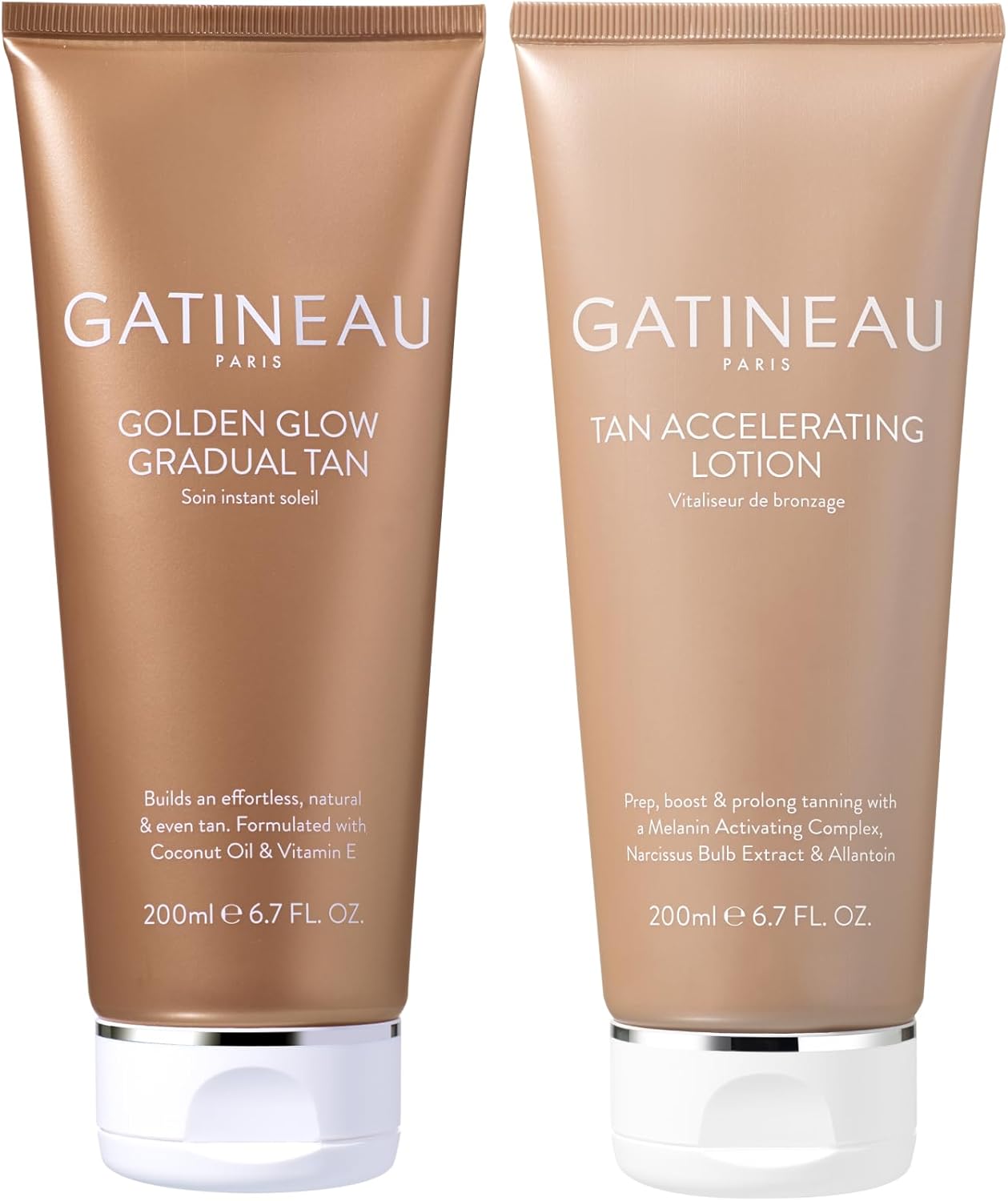 Gatineau - Tan Accelerating Lotion (200Ml) + Golden Glow Gradual Tan (200Ml) Duo Set, Total Body Glow, Natural Tanning For Face And Body