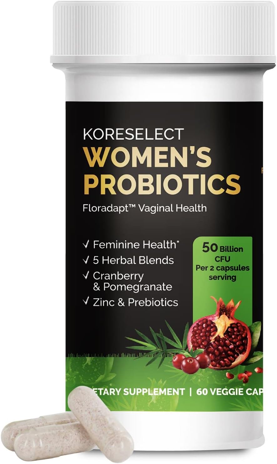 Probiotics for Women's Digestive, Gut Health Supplements with Prebiotic Blend - 50 Billion CFU with Cranberry, Pomegranate and Zinc, Stress Ease, Womens Vag Health - Vegan 60 Capsules
