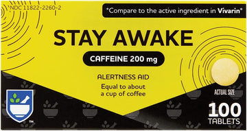Rite Aid Stay Awake Tablets Caffeine, 200 mg - 100 Tablets | Caffeine Pills | Caffeine Supplement | Caffeine Pills 200mg | Equal to About a Cup of Coffee | Mental Alertness Aid | Energy Pills