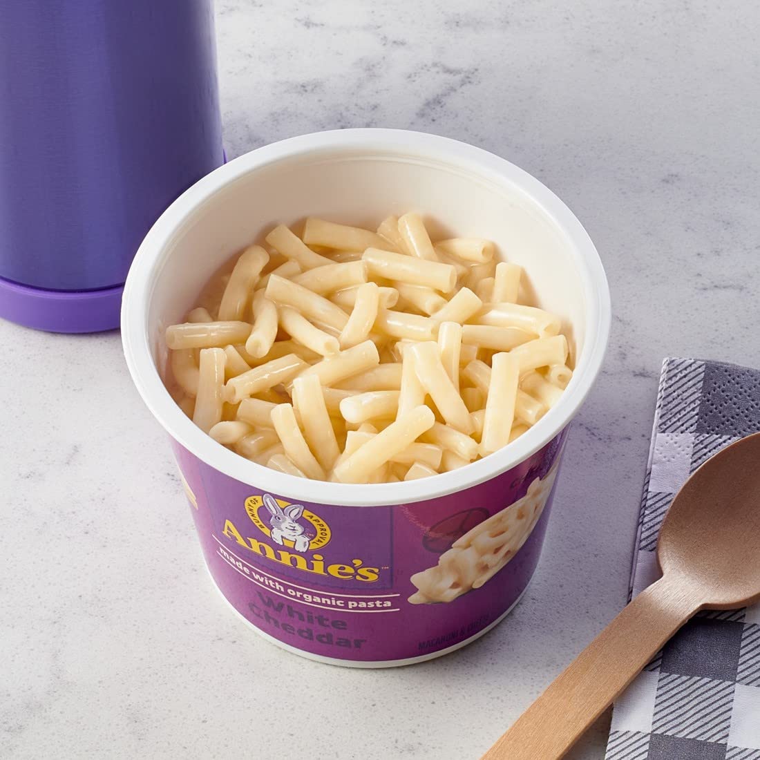 Annie'S Microwavable Yummy Bunnies And Cheddar Macaroni And Cheese With Organic Pasta, Microwave Mac N Cheese Cup, 2 Cups, 2.8 Oz