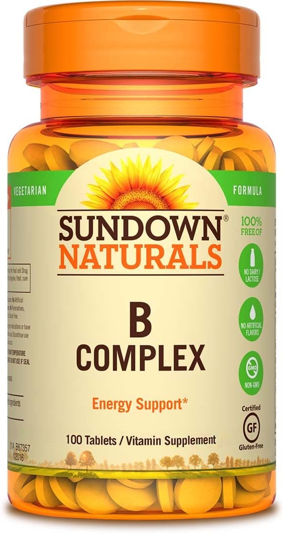 Sundown Naturals B Complex Energy Support, 100 Tablets Each (Value Pack of 3)