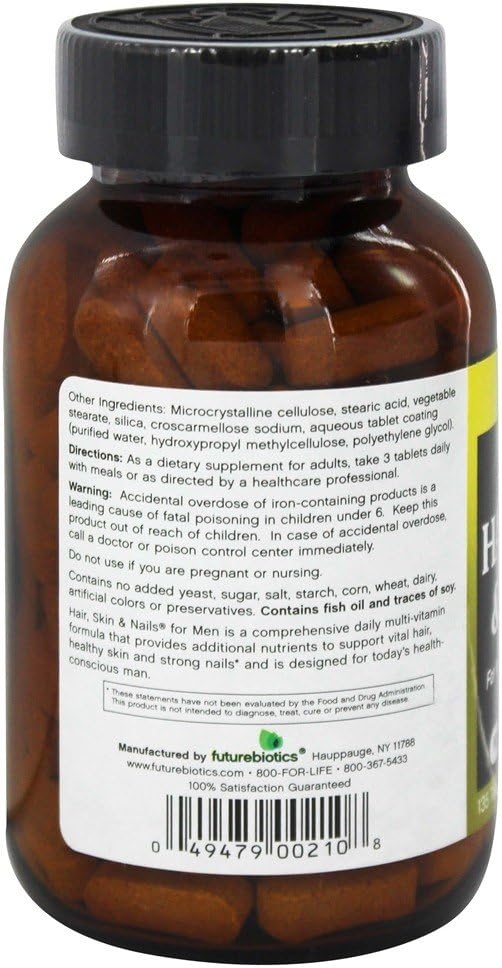 Futurebiotics Hair, Skin, & Nails Nutrition for Men USDA Certified Organic, 135 Vegetarian Tablets : Health & Household