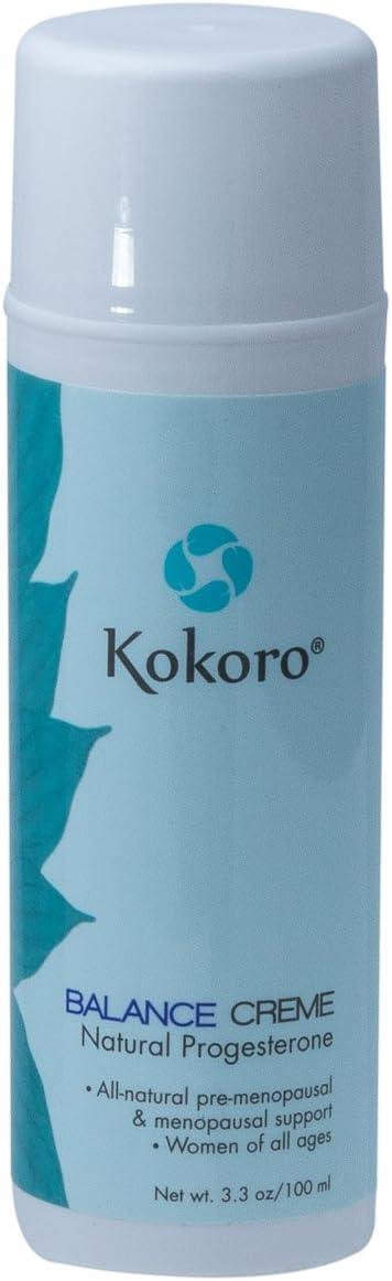 Kokoro Balance Creme – Crème Naturelle À La Progestérone Pour Femmes, 3.3 Oz, Sans Parabènes, Soutien Ménopause