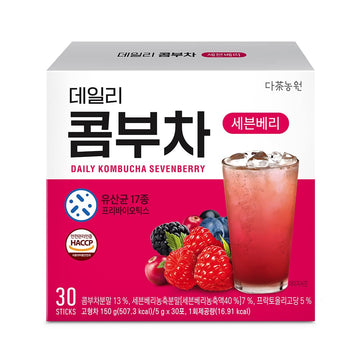 Kayfood Garden Daily Sevenberry Kombucha Tea Powdered Mix, Living Probiotics & Prebiotics, 30 Sticks (5.29Oz), Zero Sugar, Diet, Gut Healthy Fermented Drinks Korea (Sevenberry)