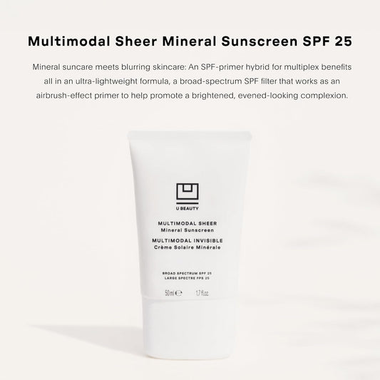 U Beauty Multimodal Sheer Facial Mineral Sunscreen Spf 25 With Non-Nano Zinc Oxide Spf Filter, Plus Clary Sage And Pongamia Pinnata Seed Extracts For Brighter-Looking Skin With An Airbrush Finish