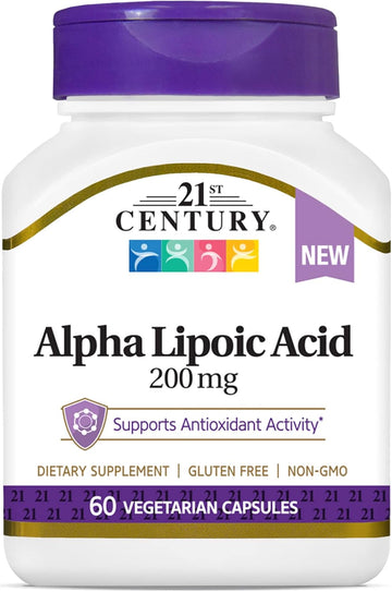 21st Century Healthcare Alpha Lipoic Acid 200 mg, 60 Count Vegetarian Capsules