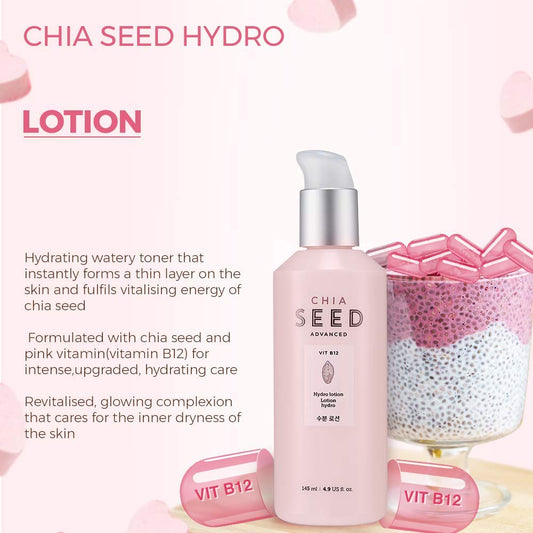 The Face Shop Chia Seed Hydro Lotion | Soft Hydrating Lotion For Skin Moisturizing & Nourishing Without Sticky Residue | Formulated For Intense, Upgraded & Hydrating Care, 4.9 Fl Oz