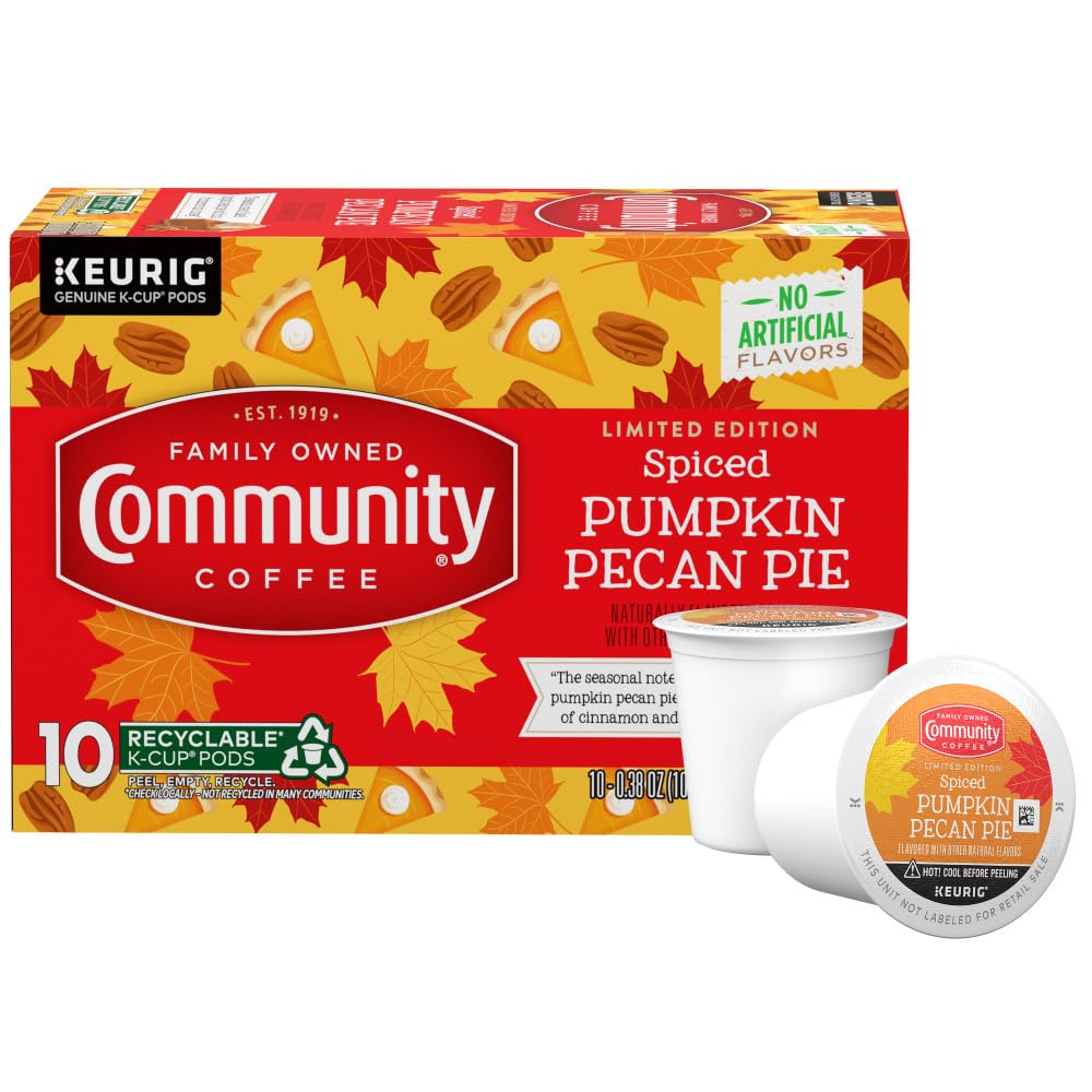 Community Coffee Spiced Pumpkin Pecan Pie Flavored 10 Count Coffee Pods, Medium Roast Compatible With Keurig 2.0 K-Cup Brewers, 10 Count (Pack Of 1)