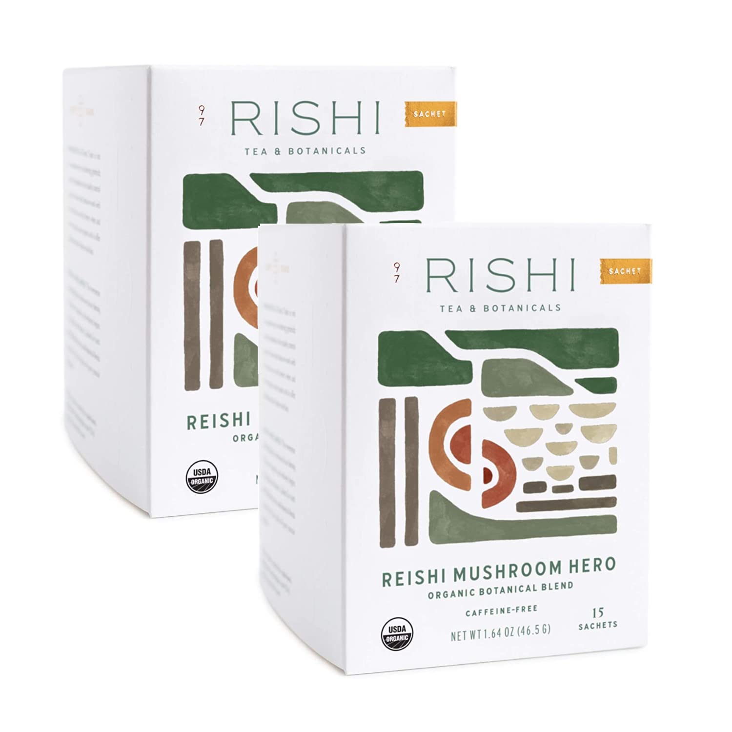 Rishi Reishi Mushroom Hero Tea, Organic, Sachet Tea Bags, 15 Count (2 Pack)