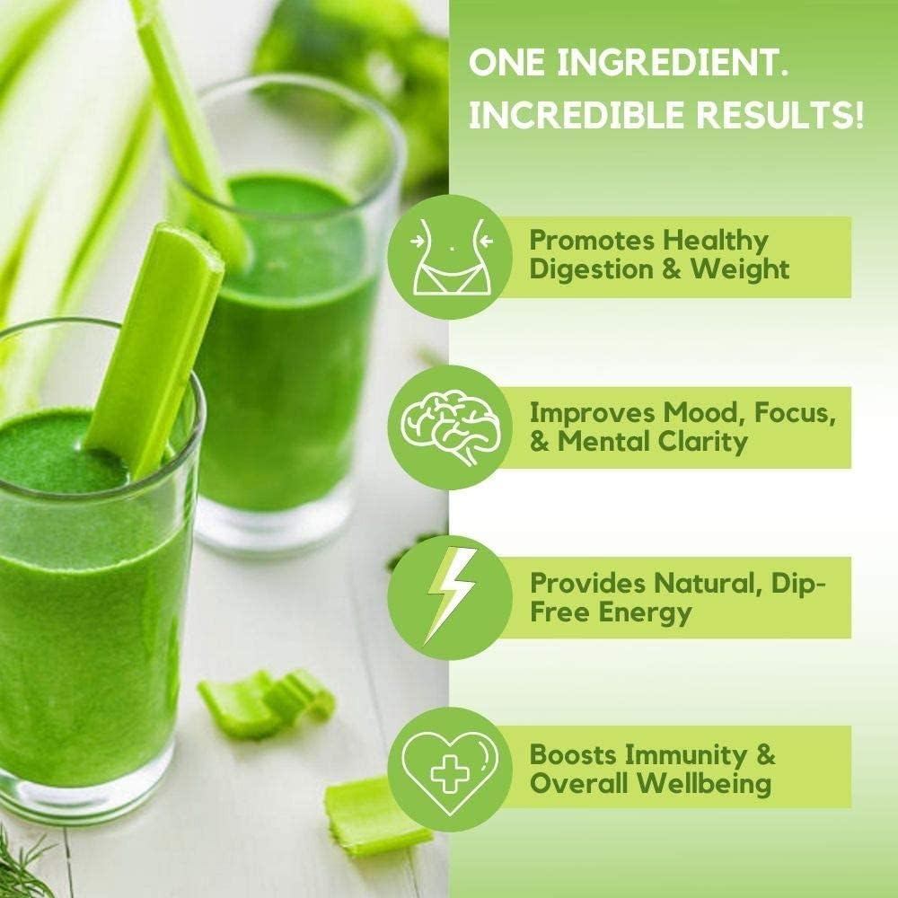 Organic Celery Juice Powder (40 Servings) Supports Gut Health, Detox Juice Cleanse, Boost Energy Levels & Immune System, Green Juice Powder, Powdered Greens, Colon & Body Detox Cleanse for Women Men : Health & Household