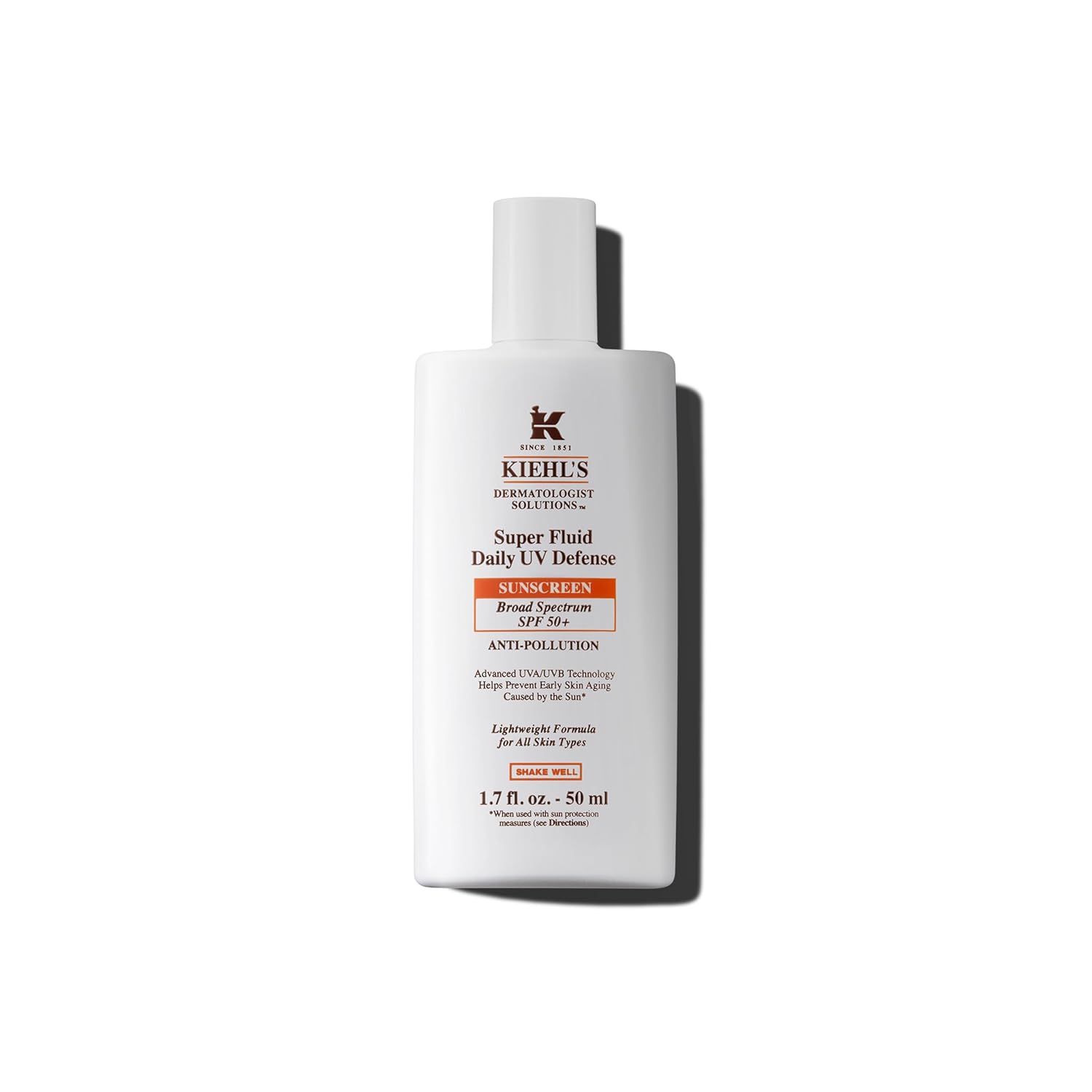 Kiehl'S Super Fluid Uv Defense Daily Facial Sunscreen Spf 50+, Lightweight Matte Finish, Protects Against Uva/Uvb Rays & Pollution, Vitamin E & Baicalin, Non-Comedogenic, Paraben-Free, Fragrance-Free