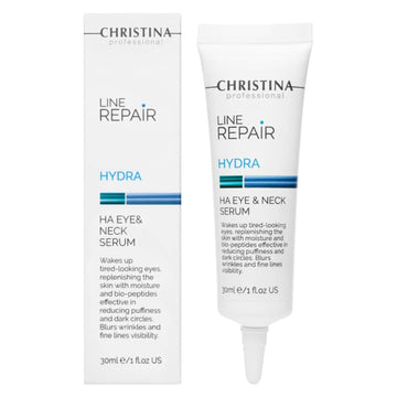 Christina Line Repair Hydra Ha Eye & Neck Peptide Serum For Face With Hyaluronic Acid | Dark Circles Elimination | Anti-Aging Defense | Moisture Retention | Face Serum For Dry, Normal Skin