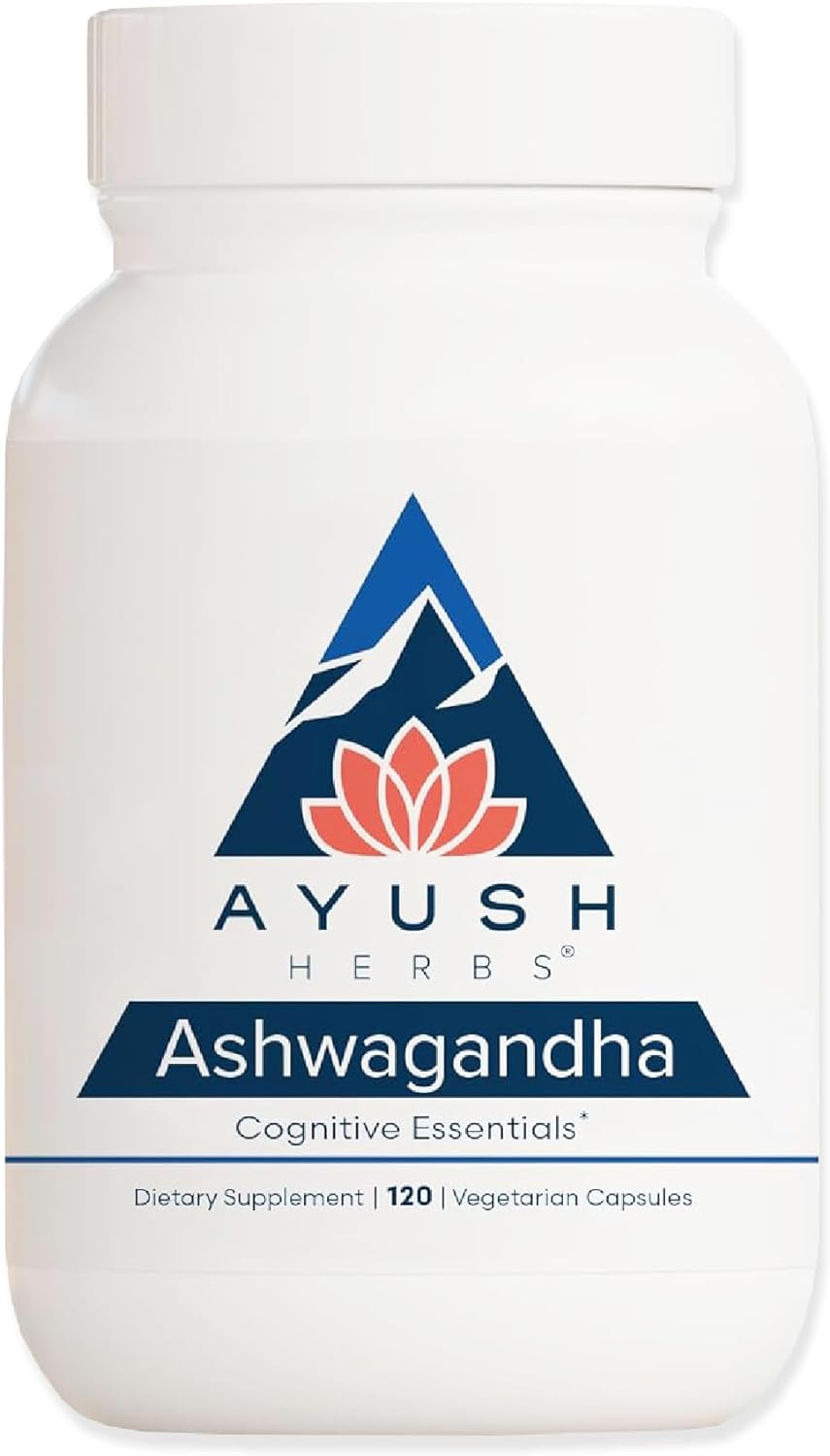 Ayush Herbs Ashwagandha, Ayurvedic Cognitive Support Supplement, Ashwagandha Herbal Supplement, 120 Vegetarian Capsules