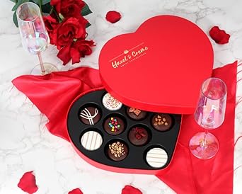 Chocolate Cookie Gift Box - Heart Shaped Chocolate Gift Box - Anniversary Cookie Basket For Him/Her - Engagement, Birthday, I Love You, Thinking Of You