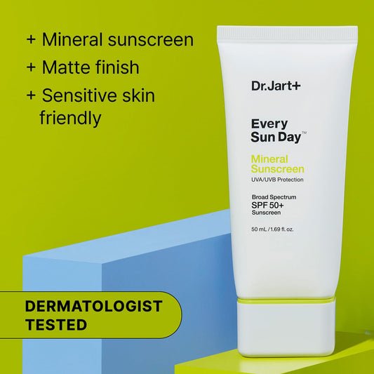 Dr.Jart+ Every Sun Day Mineral Korean Sunscreen Spf 50+ For Face | Korean Skin Care | Travel Size, 1.69 Fl Oz