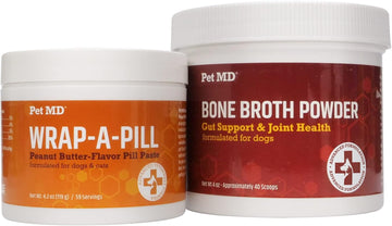 Pet Md Bone Broth Powder Supplement & Wrap A Pill Peanut Butter Flavor Pill Paste
