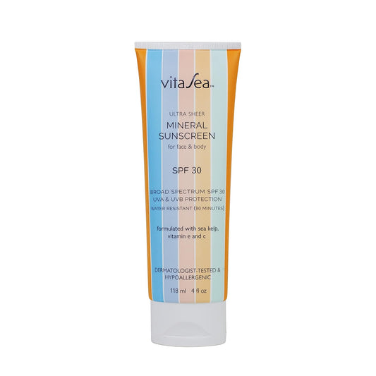 Noodle & Boo Vitasea Mineral Sunscreen For Face And Body, Broad Spectrum Sunscreen Spf 30 | Spf 50, Uva & Uvb Protection, Water-Resistant, Formulated With Sea Kelp, Vitamin E & C, 4 Fl Oz