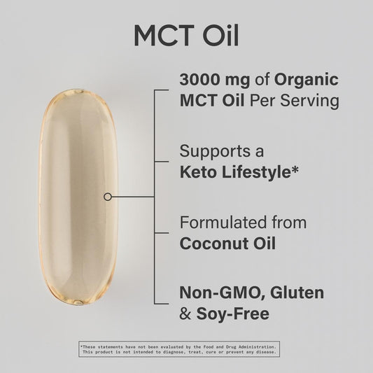 Sports Research Keto Mct Oil Capsules- Keto Fuel For The Brain & Body | Derived From Non-Gmo Coconuts (240 Softgels)