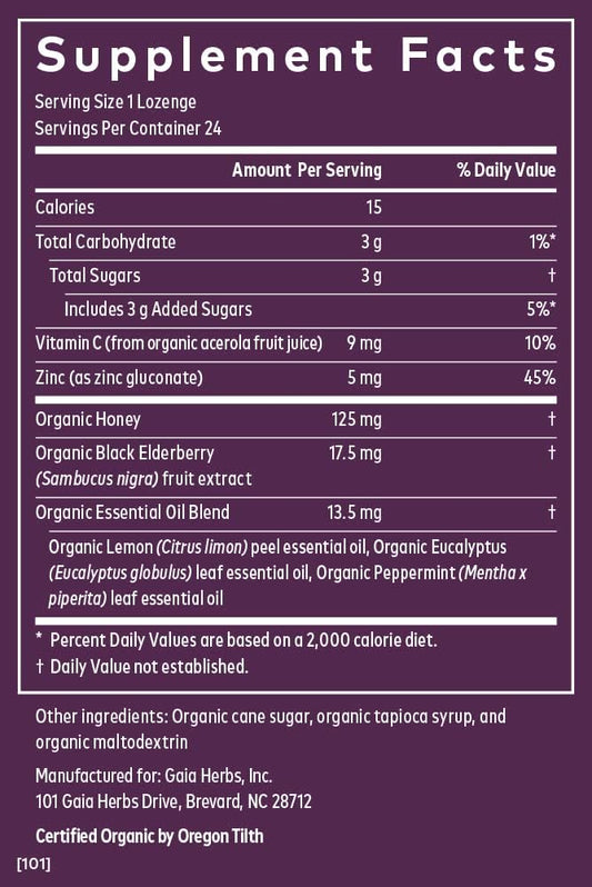 Gaia Herbs Immune Lenges - Immune Support Lenges - USDA Certified Organic - Vitamin C, Zinc - Eucalyptus avor - 3 Pack, 72 Lenges