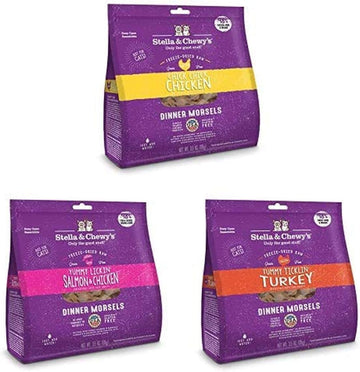 Stella & Chewy's Freeze-Dried Raw Dinner Morsels for Cats (Bundle of 3, 3.5 oz. Bags) - Chicken, Salmon & Chicken, Turkey : Pet Supplies