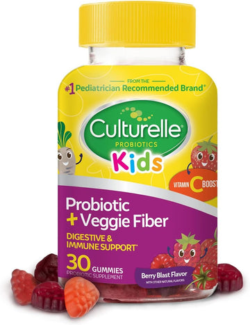 Culturelle Daily Probiotic For Kids + Veggie Fiber Gummies (Ages 3+) - 60 Count - Digestive Health & Immune Support – Berry Flavor With A Vitamin C Boost