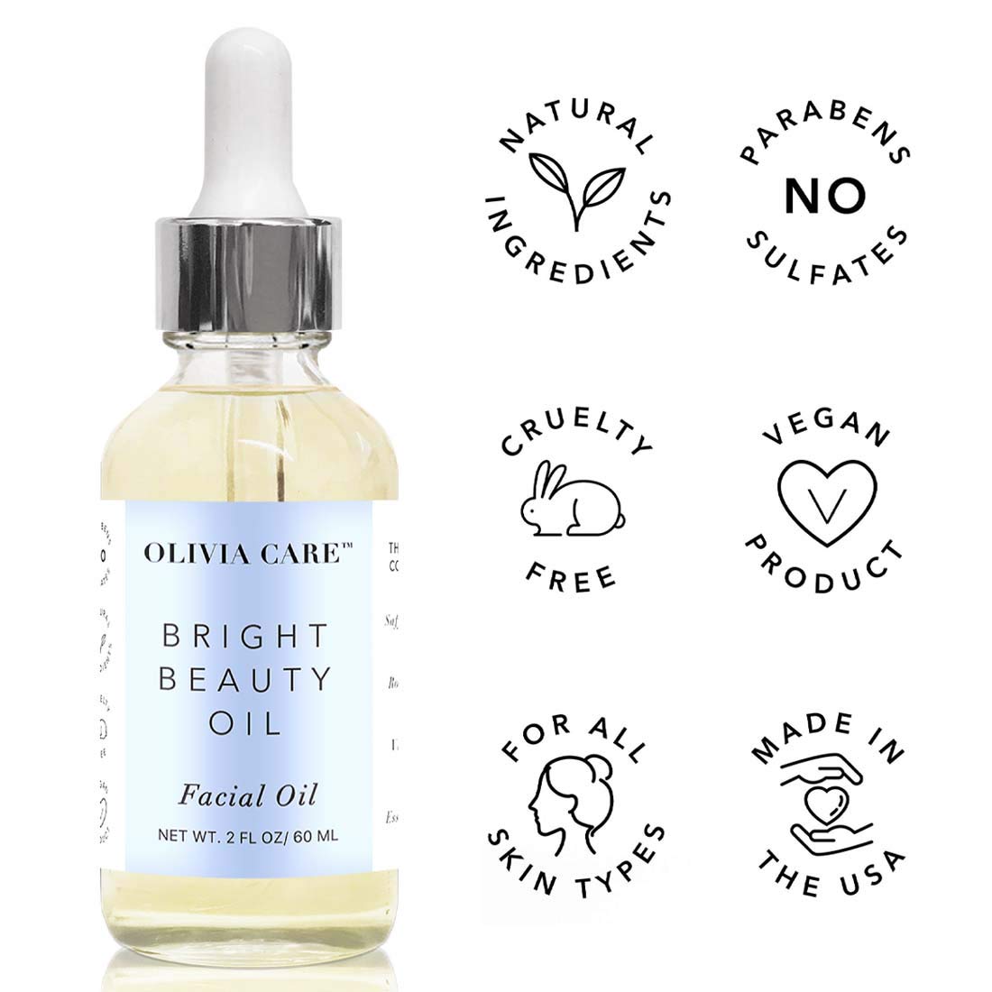 Olivia Care Facial Oil - Jojoba, Safflower, Vitamin E & Lemon Essential Oil | All Natural - Brightening, Calming, Anti-Aging & Antioxidants - Remove Wrinkles : Beauty & Personal Care