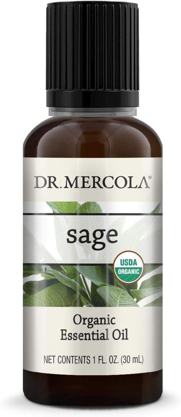 Dr. Mercola Organic Sage Essential Oil (1 oz), Non GMO, USDA Organic