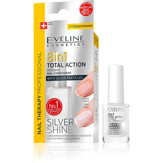 Total Action 8 in 1 Intensive Nail Therapy Conditioner with Silver Shine (12 ml) : Beauty & Personal Care