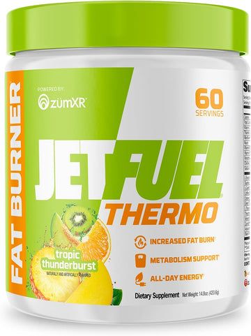 Gat Sport Jetfuel Thermo Powder For Fat Burning, Zumxr Caffeine, Carnitine, Theanine, For Men & Women (Tropic Thunderburst)