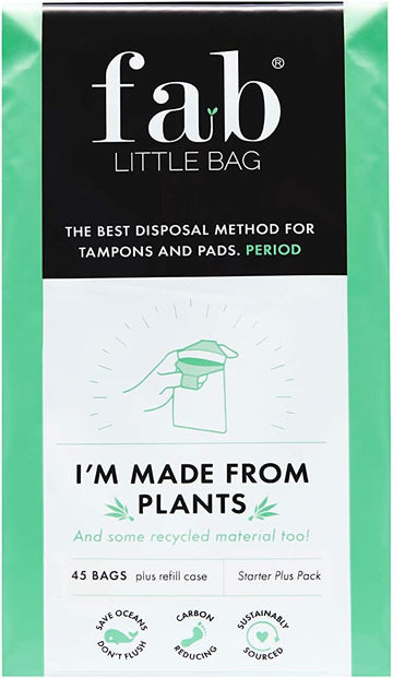 Fab Little Bag Starter Plus Pack - 45 Sanitary Disposal Bags Plus Recyclable Refill Pack for Out and About (45 Pack)