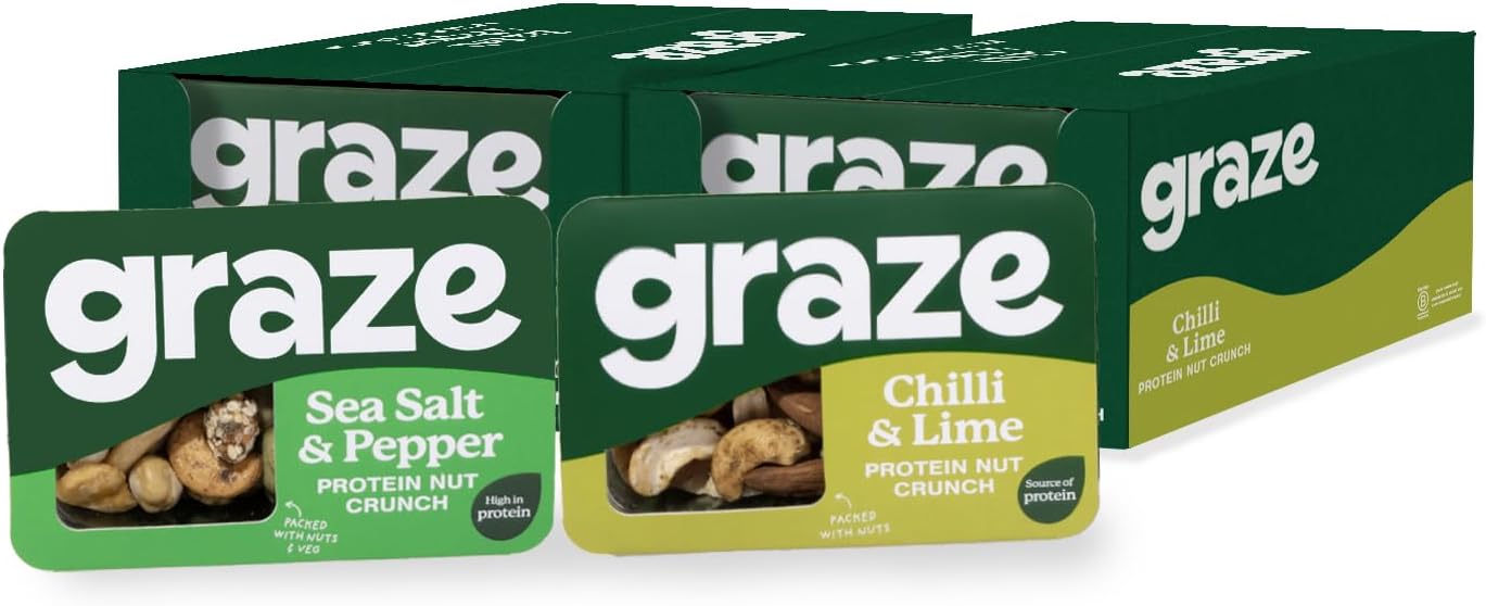 Graze - Chilli & Lime And Salt & Pepper Bundle Snacks - Vegan Savoury Snacks, High In Protein & Fibre - Pack Of 18 Snacks