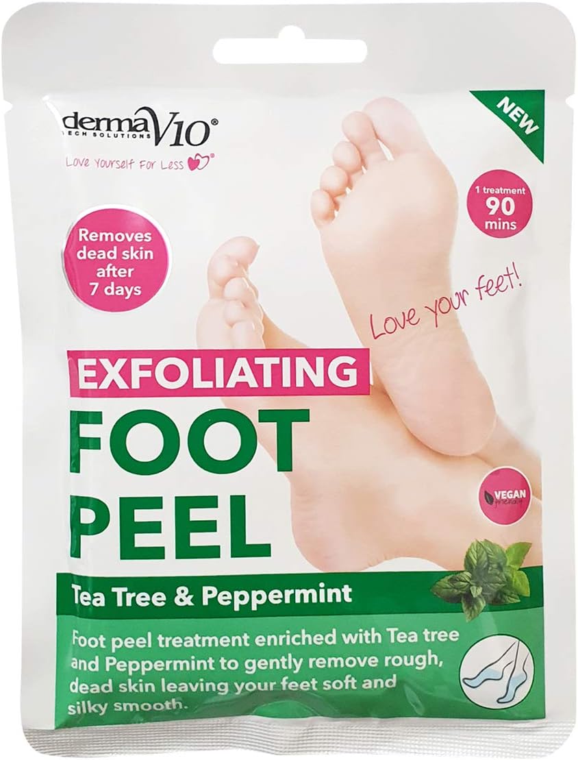 Derma V10 Exfoliating Foot Peel With Tea Tree & Peppermint, 500 G, (Pack Of 12), Footpeelttreepmint
