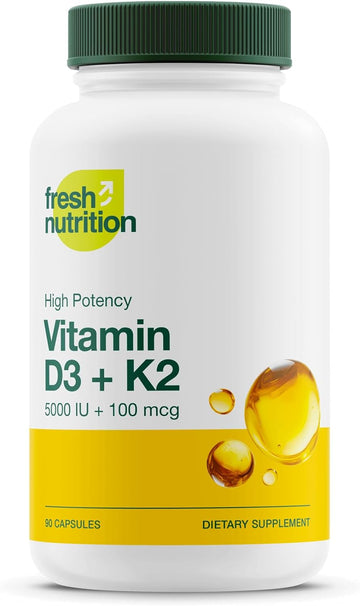 Vegan Vitamin D3 + K2 Capsules - 5000 IU D3 + 100mcg K2 as MK-7 for Optimal Absorption - Immune Health, Bone Health, Mood - Non GMO - 90 Capsules, 3 Month Supply