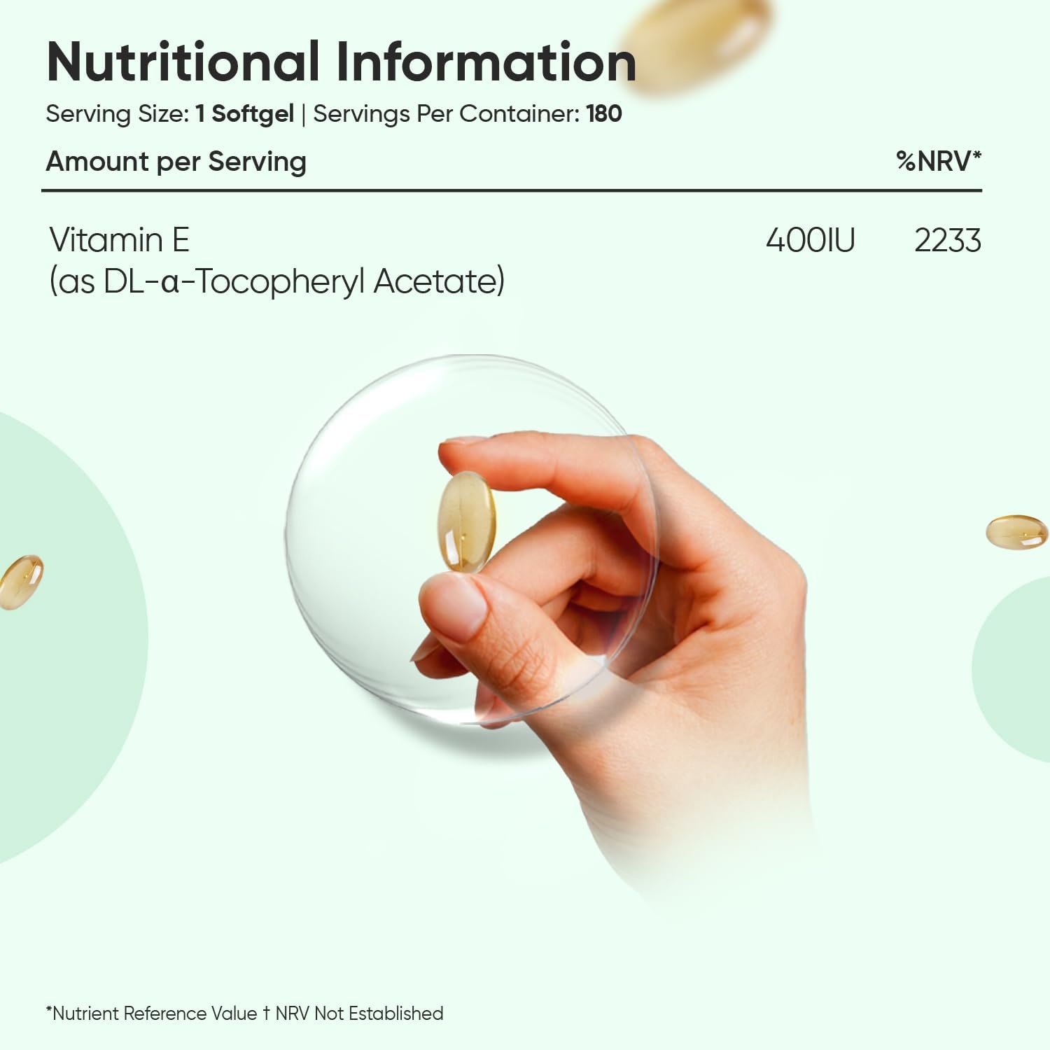 Vitamin E 400IU (Advised Intake) | 180 Vegan VIT E Oil Softgels | 6 Months Supply | Vitamin E Supplement | Natural Alpha Tocopheryl Acetate | Gluten Free & Non-GMO | 1 Softgel a Day : Amazon.co.uk: Health & Personal Care