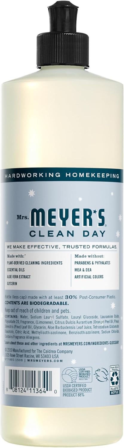 Mrs. Meyer'S Clean Day Liquid Dish Soap, Biodegradable Formula, Limited Edition Snowdrop, 16 Fl. Oz - Pack Of 3