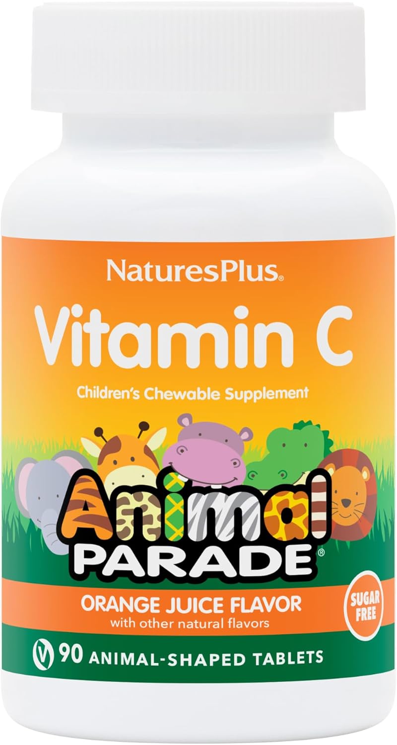 Naturesplus Animal Parade Sugar-Free Children'S Vitamin C, Natural Orange Juice Flavor - 90 Chewable Animal Shaped Tablets, Pack Of 2 - Immune Support - Gluten Free - 90 Servings