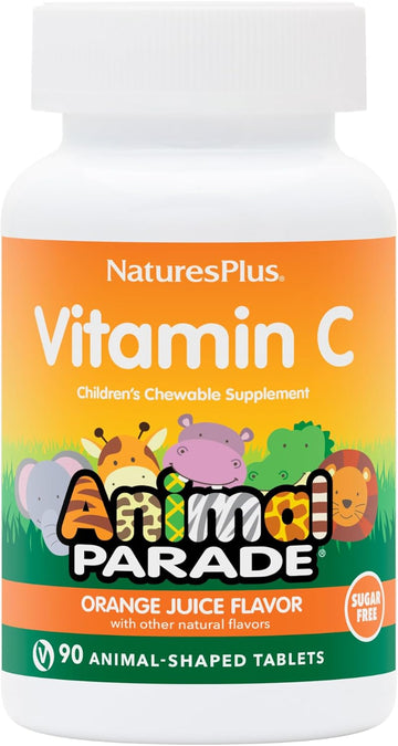 Naturesplus Animal Parade Sugar-Free Children'S Vitamin C, Natural Orange Juice Flavor - 90 Chewable Animal Shaped Tablets, Pack Of 2 - Immune Support - Gluten Free - 90 Servings