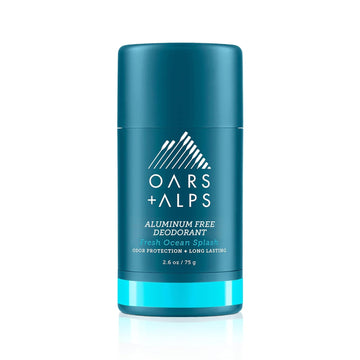 Oars + Alps Aluminum Free Deodorant for Men and Women, Dermatologist Tested and Made with Clean Ingredients, Travel Size, Fresh Ocean Splash, 1 Pack, 2.6 Oz