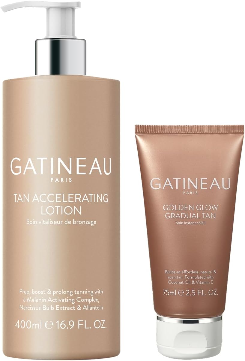 Gatineau - Tan Accelerating Lotion (400ml) + Golden Glow Gradual Tan (75ml) Duo Set, Total Body Glow, Natural Tanning For Face and Body : Amazon.co.uk: Beauty