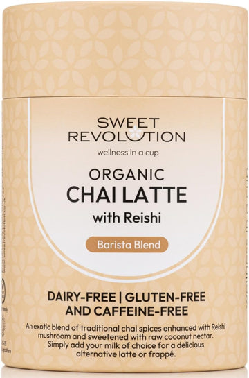 Sweet Revolution Organic Chai Latte With Reishi Barista Blend (1 X 100G) Tub. Caffeine Free, Gluten Free, Dairy Free, Refined Sugar-Free