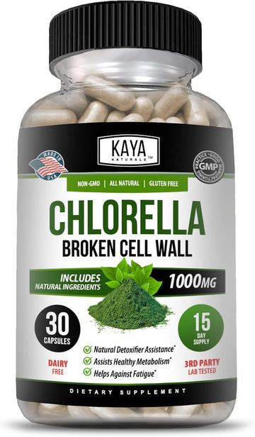 Kaya Naturals Organic Chlorella Broken Down Cell Wall - Liver Cleanse & Repair Formula - High Protein, Superfood Supplement - Non-Gmo - 30 Veggie Capsules